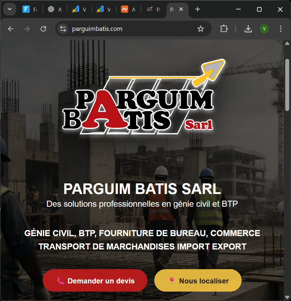 Parguim Batis SARL – Site vitrine génie civil et BTP